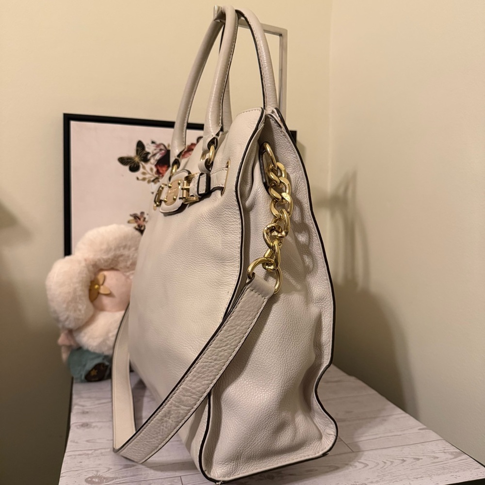 Vintage Michael Kors Hamilton Cream Leather Handbag - Picture 4 of 15